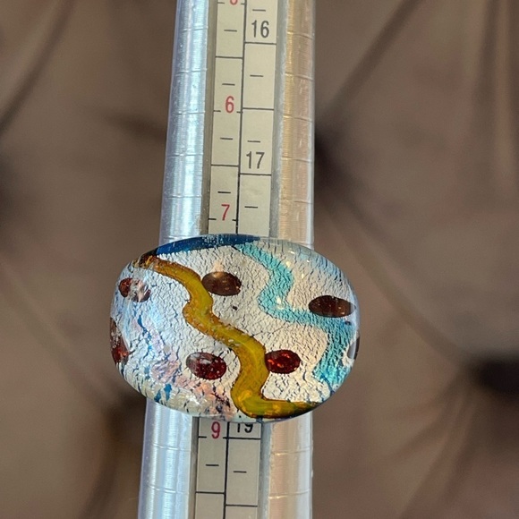 Hand Blown Murano Like Art Glass Dome Ring - Picture 1 of 3